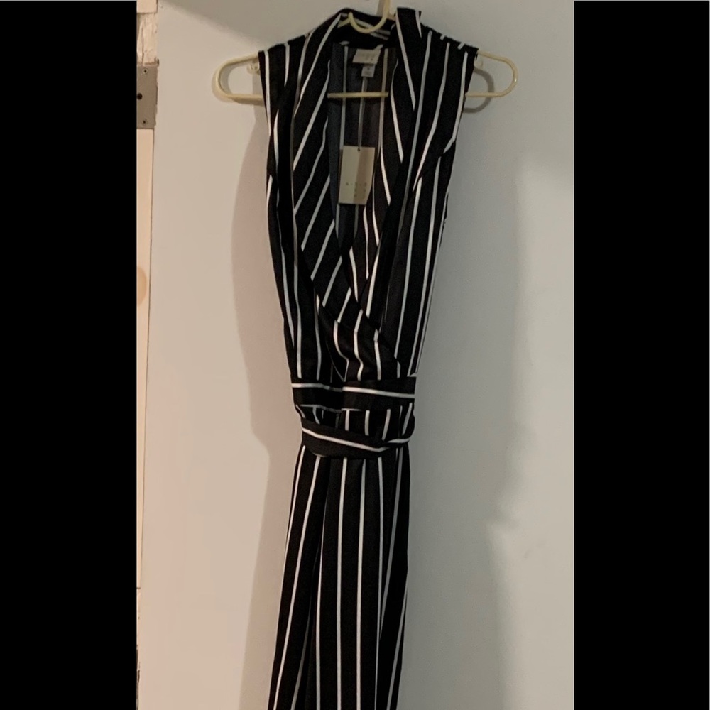 Black and white pinstripe jumpsuit